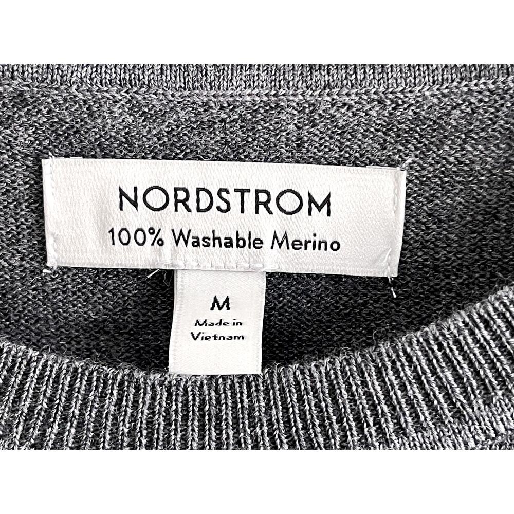 Nordstrom Sz L Merino Wool Sweater Gray Classic Preppy Office Minimalist Basic - Picture 10 of 11